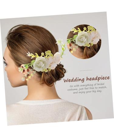 Angoily Rose Hair Comb Bridal Accessories Wedding Headpiece Prom Hair Clips Hair Accessory for Women Flower Headpiece Tiara Hair Combs for Wedding Silk Cloth Hairpin Bride Pink - Buy Online on GoSupps.com