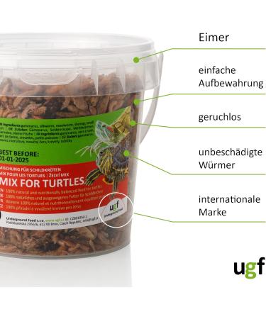 Buy UGF Universal Turtles Food Mix - 500ml Balanced Diet for Water Turtles with Gammarus Silk Caws Mealworms Shrimp & Dried Fish - Buy Online on GoSupps.com