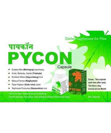 Admart Pycon Piles Care Capsule 60 - Fast Relief Ayurvedic Medicine for External & Internal Piles - Buy Online on GoSupps.com