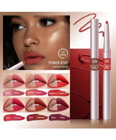 Lip Pencil Set Pack of Lip Liners 12 Pieces Lip Pencil Makeup Lipliner Matte Lipliners Makeup Set Lip Sculpting Pen for Mom Girlfriend - Buy Online on GoSupps.com