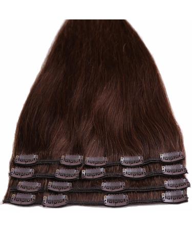 Real Remy Human Hair Extensions - 8pcs Clip In Extensions 90g 40cm (#4 Medium Brown) - International Shipping - Buy Online on GoSupps.com