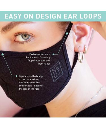 Neqi Mundschutz Masks Black - Pack of 3 Reusable Adult Masks (Size M-L) | International Shipping Available - Buy Online on GoSupps.com