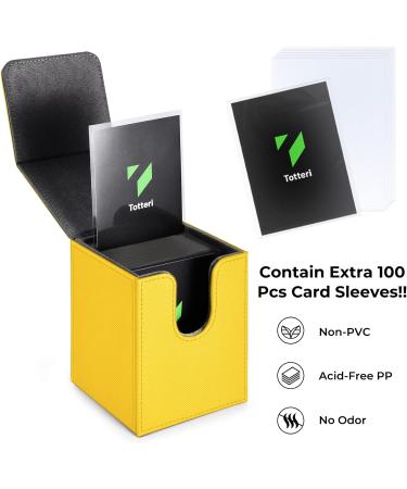 Totteri Card Deck Box with 100 Card Sleeves - Electric Yellow | Pokemon Trading Card Storage Case for 100+ Sleeved Cards | PVC-Free Card Holder for MTG/TCG - Buy Online on GoSupps.com