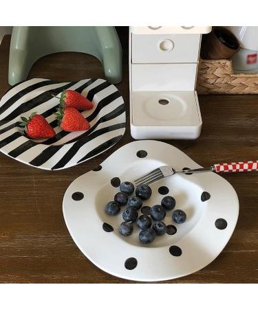 Serving Plates 8 Inch Ceramic Plate Polka Dot Stripe Irregular Wave Ceramic Dessert Plate Pasta Plate Dinner Plate Ceramic Plates for Kitchen Parties for Appetizer Dinner and Desserts (Color : 1) - Buy Online on GoSupps.com