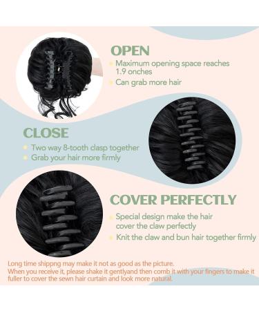 S-Noilite Claw Clip Messy Bun Hair Chignon | Curly Wavy Scrunchie Synthetic Ponytail Extension - Dark Black 1 - Buy Online on GoSupps.com
