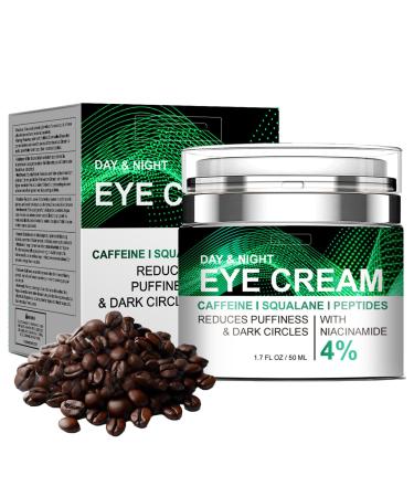 Caffeine Eye Cream with Collagen Peptide Dark Circle Eye Cream for Puffiness and Bags Under Eyes Anti Aging Anti Wrinkle Day and Night Eyes Moisturizer Reduce Dry Lines & Fine Lines 1.7 FL OZ