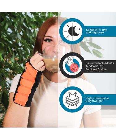 Solace Bracing Cool-Flow Wrist Support - British Made & NHS Supplied Brace with Metal Splint - Orange, L - Left Large - Ideal for Carpal Tunnel, Arthritis, Tendonitis, RSI, Fractures - 6 Colours - Buy Online on GoSupps.com