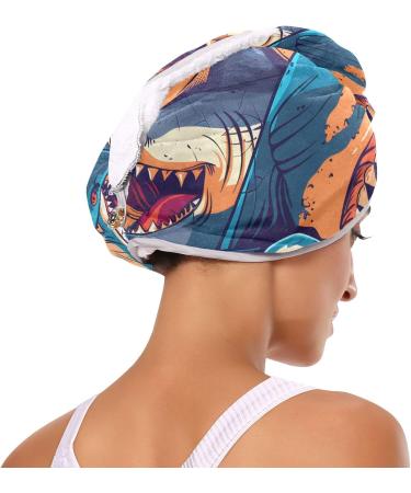 Angry Sharks Hair Towel 2 Pack | Super Absorbent Quick Dry Hair Turbans for Women & Girls - Buy Online on GoSupps.com