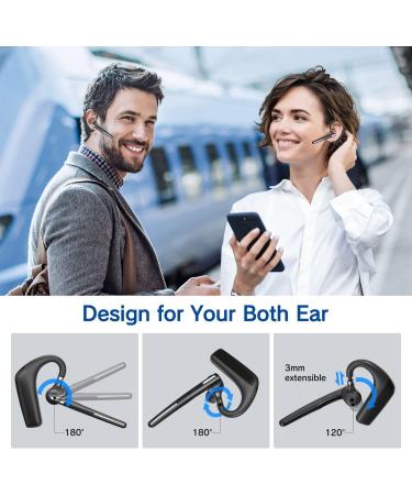 Bluetooth Headset - Wireless Headset with Microphone 90 Days Standby/110 Hours Talktime, Bluetooth Earpiece for Cell Phone/PC Tablet/Laptop Computer, Headphones for Trucker/Driver/Business - Buy Online on GoSupps.com