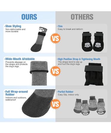 BEAUTYZOO Anti Slip Dog Socks Boots | Waterproof Grip Bottom | Paw Protector for Hardwood Floors | Adjustable Straps | Grey, Large - Buy Online on GoSupps.com