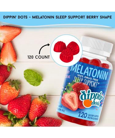 Dippin' Dots Melatonin Sleep Support Gummies - Strawberry Sunset Creme Flavor | 2.5mg per Gummy Sleep Supplement for Children and Adults | 120 Count Pack for Faster & Longer Sleep - Buy Online on GoSupps.com