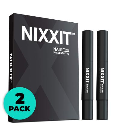NIXXIT Nail Biting Treatment for Adults - Stop Nailing Biting Pen and Thumb Sucking for Adults & Children - Non Glossy Bitter Taste - Safe & Effective Solution - USA Made - Adults (2 - Pack)