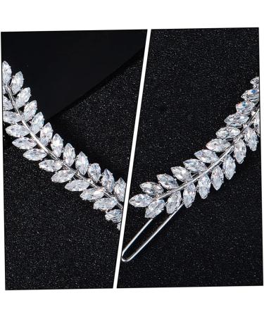 minkissy 1pc Inlaid Leaf Hairpin Girl Hair Clip Hair Clips Fashion Hairpin Hair Barrettes for Women Wedding Hair Accessories Leaf Design Hair Clip Rhinestones Issue Card Miss 7x1.2cm Silver - Buy Online on GoSupps.com