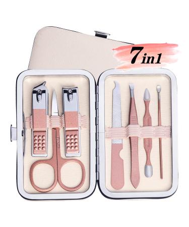 7 in 1 Manicure Set Professional Nail Clippers Manicure Kit Nail Kit Pedicure Kit - Pink