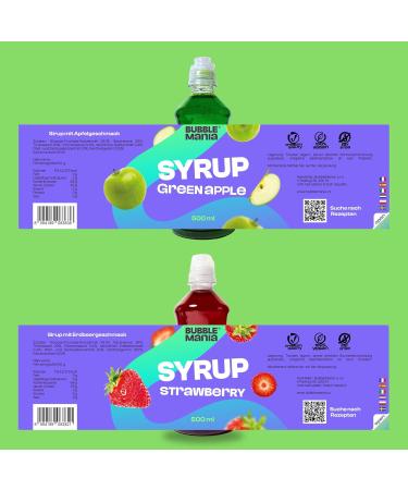 Bubble Mania Fruit Bubble Tea Syrup 4-Pack - Strawberry Green Apple Peach Watermelon | Perfect for Cocktails Ice Cream & Cakes | 500 ml Each - Buy Online on GoSupps.com