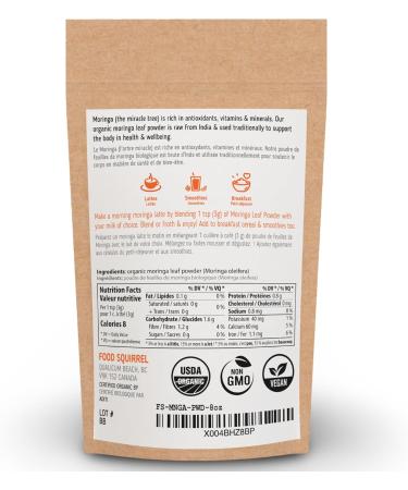 Moringa Powder Organic 8oz (227g) - Nutrient-Rich Superfood for Smoothies Moringa Tea & Moringa Powder for Hair - The True Miracle Tree Packed with Minerals Vitamins & Antioxidants Raw from India - Buy Online on GoSupps.com