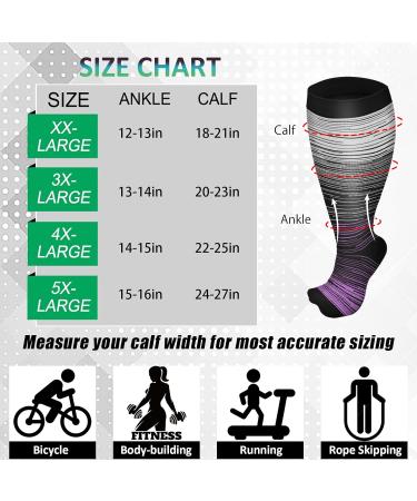 3 Pairs Plus Size Compression Socks (20-30 mmHg) for Women & Men - Wide Calf Knee-High Stockings - 3XL Mixed B - Buy Online on GoSupps.com