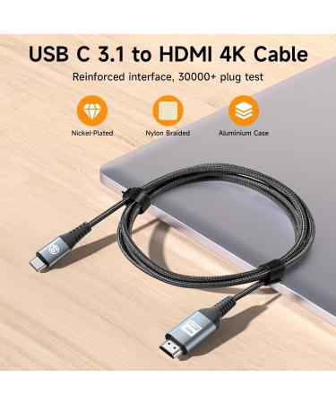 USB-C to HDMI Cable 2M  sweguard Type C to 4K HDMI Cord Compatible with iPhone 15 Pro Max Plus MacBook Pro iMac Surface Book 2 Chromebook Pixel Yoga 920 Samsung Galaxy S24 S23 S22 S21 S20 S10 S9 S8+ - Buy Online on GoSupps.com
