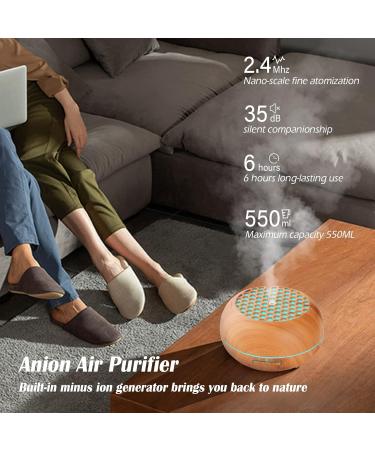 Simpeak 550ml Aroma Diffuser - Wood Essential Oil Ultrasonic Humidifier with Remote Control | Aromatherapy & Scents - Light Brown - Buy Online on GoSupps.com