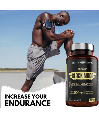 Mother Nature Organic Black Maca Root 30 000mg - 180 Capsules for Energy & Vitality - Buy Online on GoSupps.com