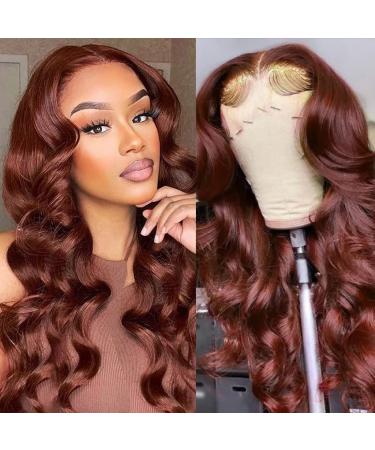 UNICE Copper Red Body Wave 13x4 Lace Front Wig 18 Inch - Pre Plucked Human Hair with Baby Hair for Dark Skins - 150% Density - Buy Online on GoSupps.com