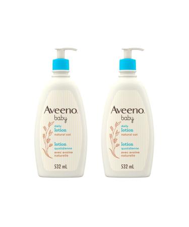Aveeno Baby Lotion Daily Moisturizing Cream for Sensitive Skin Natural oat Fragrance Free Paraben Free Pack of 2 (1064 ml Total)