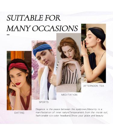 Kavya Wide Boho Headbands for Women - 6 Pack Multicolored Hair Bands | Elastic Yoga Sports Hairbands - Buy Online on GoSupps.com