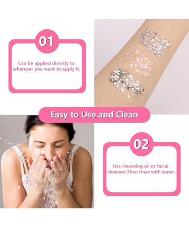 Risvowo Glitter Face Gel - 3-Piece Body Glitter Set for Festival Accessories | Silver Gold & White Makeup for Hair Lips & Nails - Buy Online on GoSupps.com