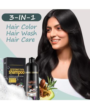 3-in-1 Coconut Hair Color Shampoo for Gray Coverage - Natural Light Brown Hair Dye (16.9 Fl Oz) - Buy Online on GoSupps.com