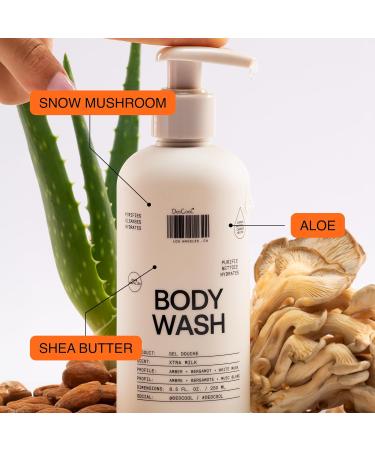 DedCool Body Wash Xtra Milk | Moisturizing Vegan Cleanser with Shea Butter Aloe & Snow Mushroom | Non-Toxic Carbon-Neutral Formula | Bergamot White Musk & Amber Scent | 8.5 fl oz XMilk 8.5 Fl Oz (Pack of 1) - Buy Online on GoSupps.com