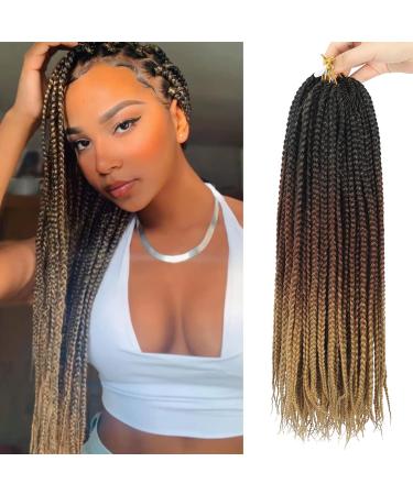 Crochet Box Braids Hair Medium Box Braids 7 Packs 18 Inch 3x Box Braids Crochet Hair Pre looped Ombre Crochet Box Braids Hair (18 Inch 1B/30/27) 18 Inch 1B/30/27