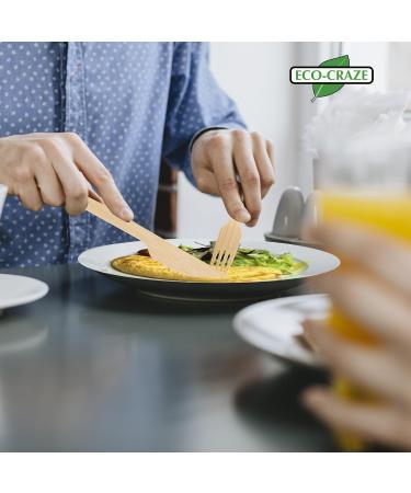 Eco-Craze Bamboo Cutlery Kit (Pack of 250) 6 Pcs Disposable Bamboo Meal Kit Includes a Fork Knife Spoon Salt Pepper Paper Napkin Compostable Bamboo Set Alternative to Plastic - Buy Online on GoSupps.com