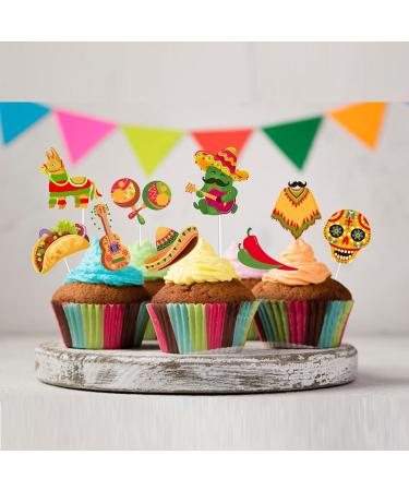 36pcs Mexican Feliz Cumplea os Cactus Happy Birthday Cupcake Toppers Dessert Muffin Food Picks Taco Mexican Cinco De Mayo Theme Fiesta Chilli Sombrero Cupcake Party Supplies - Buy Online on GoSupps.com