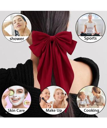 Red Hair Bow Red Bow Hair Clip for Women Solid Color Bow Hair Clips with Long Ribbon French Red Bow Hair Clip Soft Satin Silky Hair Bows Cute Gifts for Women Girls - Buy Online on GoSupps.com