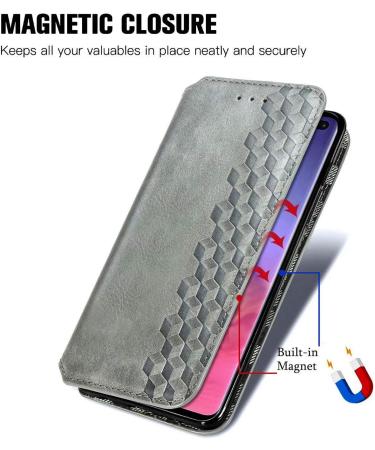 Miagon for Huawei P Smart 2021 Fashion Wallet Case Retro PU Leather Book Flip Cover Protective Shockproof Bumper with Magnetic Card Slots Stand Function Gray Huawei P Smart 2021 Gray - Buy Online on GoSupps.com