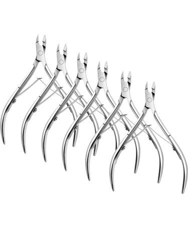 Japior 6 Packs Cuticle Nippers Stainless Steel Cuticle Trimmer Cutter Pointed Blade Nail Cuticle Dead Skin Clipper Manicure Tool for Fingernails Toenails