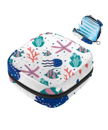 Storage bags for women's bandages coral and sea large menstrual cup pocket with zipper periodic inserts panty lores tampons for girls and women multi -colored 08