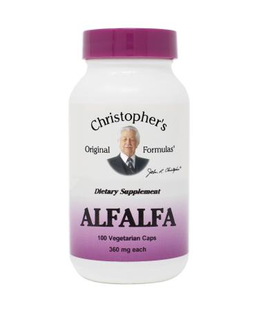 Christopher s Original Formulas Alfalfa Leaves | 100 Vegetarian Capsules | Pure Herbal Single in Vegetable Capsules | Non-GMO & Plant-Based