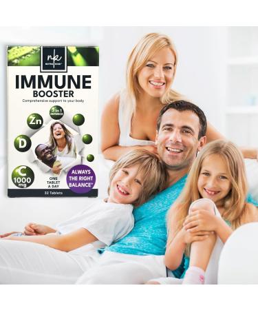 NutraKing Immune System Booster Tablets - 32 Days Supply with Vitamin C, D, Zinc - Daily Health Supplement - Buy Online on GoSupps.com
