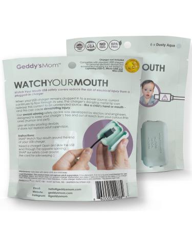 Geddy's Mom USB Charger Child Safety Cover (6 Pack Dusty Aqua) - Made in USA for Baby Proofing and Toddler Shock Prevention - Buy Online on GoSupps.com