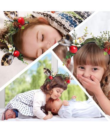 Flower Antlers Headbands Deer Animal Horns Headwear Hair Pieces Reindeer Party Supplies for Women and Kids - Buy Online on GoSupps.com