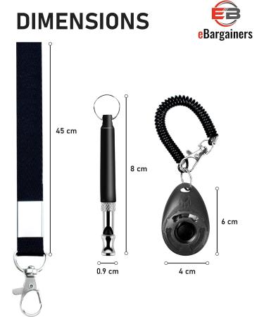 eBargainer Ultrasonic Dog Whistle & Pet Training Clicker Pack with Black Lanyard - Training & Behaviour Aids for Dogs Puppy & Cat Silent Dog Whistles to stop Neighbor Dog Barking Best Puppy Stuff - Buy Online on GoSupps.com