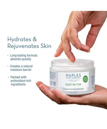 Naples Soap Natural Body Butter - Rich Cocoa Shea | Women's Moisturizing Skin Care - 9 oz | Fragrance-Free - Buy Online on GoSupps.com