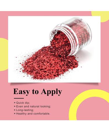 Rose Red Wine Glitter Sequins Dip Powder Nails - 28g/Box | Long-Lasting, No UV Light Needed | HJ-ND064B-No.126 - Buy Online on GoSupps.com