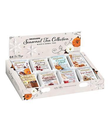 Bigelow Seasonal Tea Collection, Variety Gift Box Sampler, 64 Tea Bags, (Pack of 1) Seasonal Gift Sampler 18 Count (Pack of 6)