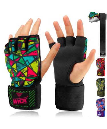 Hand Wraps Boxing Inner Gloves - Gel Elasticated Padded Bandages Under Mitts Long Wrist Support for MMA Muay Thai Kickboxing Martial Arts Training | Fist Protector Provocative Picasso S / M