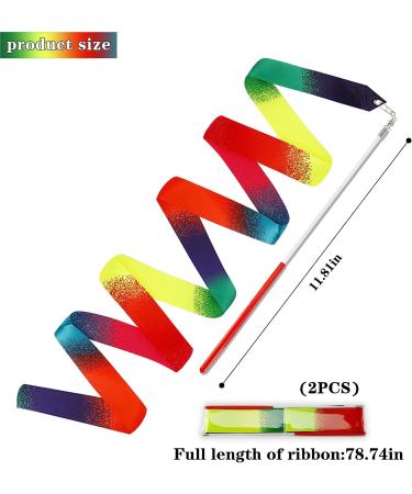 Dance Ribbons Set - 78.7 Inch Rhythmic Gymnastics Ribbon with Dancer Wand - Rainbow Dancing Streamers for Kids & Adults - Buy Online on GoSupps.com