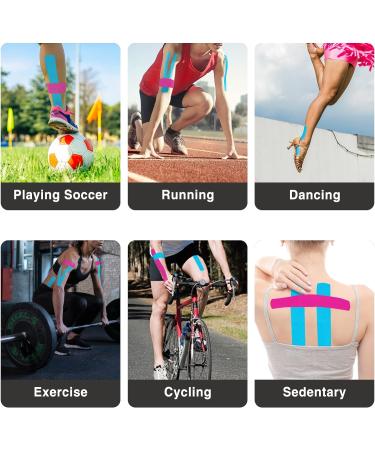 AnjoCare Kinesiology Tape for Muscles & Joints - Sports & Injury Recovery Tape - Pink & Blue - Precut for Knee, Ankle, Shoulder - Buy Online on GoSupps.com