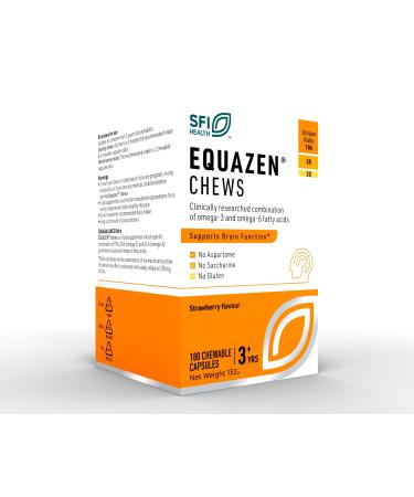 EQUAZEN Chews | Omega 3 & 6 Supplement | Blend of DHA EPA & GLA | Supports Brain Function | Suitable for Children from 3+ to Adults | 180 Strawberry Flavoured Chews 180 Count (Pack of 1)