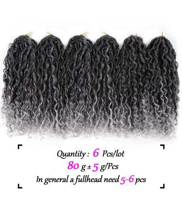 6 Packs Goddess Curly Locs Crochet Hair 14 Inch Faux Boho Hippie River Locs for Black Women - T1B/Gray - Buy Online on GoSupps.com